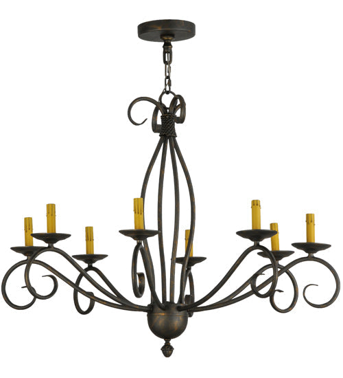 Meyda Lighting Sienna 40" 8-Light French Bronze Chandelier With Amber Faux Candlelight