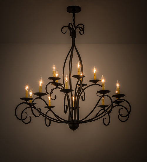Meyda Lighting Sienna 48" 15-Light 2-Tier Timeless Bronze Chandelier With Amber Faux Candlelight
