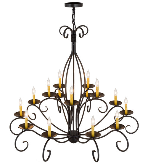 Meyda Lighting Sienna 48" 15-Light 2-Tier Timeless Bronze Chandelier With Amber Faux Candlelight