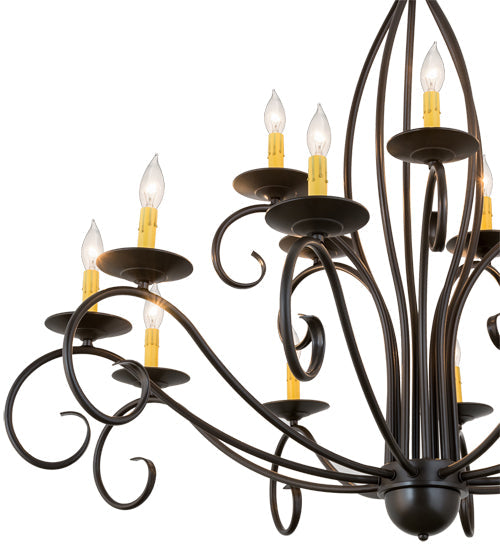 Meyda Lighting Sienna 48" 15-Light 2-Tier Timeless Bronze Chandelier With Amber Faux Candlelight