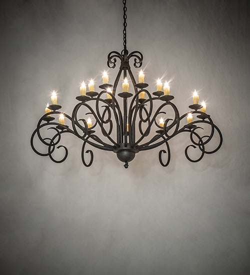 Meyda Lighting Sienna 60" 18-Light 2-Tier Coffee Bean Chandelier With Ivory Faux Candlelight