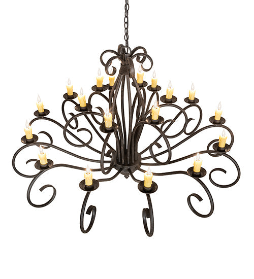 Meyda Lighting Sienna 60" 18-Light 2-Tier Coffee Bean Chandelier With Ivory Faux Candlelight