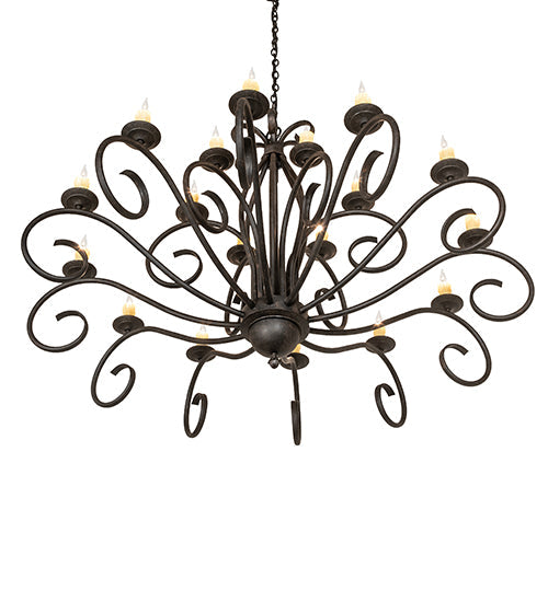Meyda Lighting Sienna 60" 18-Light 2-Tier Coffee Bean Chandelier With Ivory Faux Candlelight