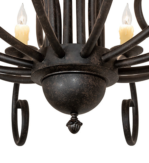 Meyda Lighting Sienna 60" 18-Light 2-Tier Coffee Bean Chandelier With Ivory Faux Candlelight