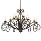 Meyda Lighting Sienna 60" 18-Light 2-Tier Coffee Bean Chandelier With Ivory Faux Candlelight