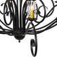 Meyda Lighting Sienna 72" 18-Light Satin Black Wrought Iron Chandelier With Clear Hurricane Shade Glass