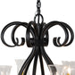 Meyda Lighting Sienna 72" 18-Light Satin Black Wrought Iron Chandelier With Clear Hurricane Shade Glass