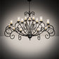 Meyda Lighting Sienna 72" 18-Light Satin Black Wrought Iron Chandelier With Clear Hurricane Shade Glass