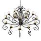 Meyda Lighting Sienna 72" 18-Light Satin Black Wrought Iron Chandelier With Clear Hurricane Shade Glass