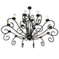Meyda Lighting Sienna 72" 18-Light Satin Black Wrought Iron Chandelier With Clear Hurricane Shade Glass