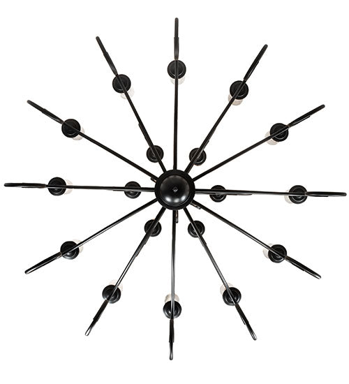 Meyda Lighting Sienna 72" 18-Light Satin Black Wrought Iron Chandelier With Clear Hurricane Shade Glass