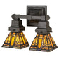 Meyda Lighting Sierra Prairie Mission 12" 2-Light Mahogany Bronze Wall Sconce With Multi-Colored Shade Glass