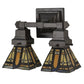 Meyda Lighting Sierra Prairie Mission 12" 2-Light Mahogany Bronze Wall Sconce With Multi-Colored Shade Glass