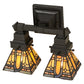 Meyda Lighting Sierra Prairie Mission 12" 2-Light Mahogany Bronze Wall Sconce With Multi-Colored Shade Glass
