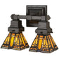 Meyda Lighting Sierra Prairie Mission 12" 2-Light Mahogany Bronze Wall Sconce With Multi-Colored Shade Glass