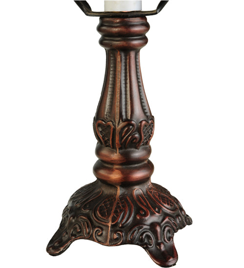 Meyda Lighting Sierra Prairie Mission 12" Mahogany Bronze Mini Table Lamp With Amber Shade Glass