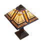 Meyda Lighting Sierra Prairie Mission 16" Mahogany Bronze Accent Table Lamp With Beige and Amber Shade Glass