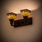 Meyda Lighting Sierra Prairie Mission 17" 2-Light Cafe Noir Wall Sconce With Yellow & Beige Shade Glass