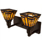 Meyda Lighting Sierra Prairie Mission 17" 2-Light Cafe Noir Wall Sconce With Yellow & Beige Shade Glass