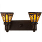 Meyda Lighting Sierra Prairie Mission 17" 2-Light Cafe Noir Wall Sconce With Yellow & Beige Shade Glass