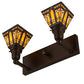 Meyda Lighting Sierra Prairie Mission 17" 2-Light Cafe Noir Wall Sconce With Yellow & Beige Shade Glass