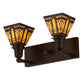 Meyda Lighting Sierra Prairie Mission 17" 2-Light Cafe Noir Wall Sconce With Yellow & Beige Shade Glass