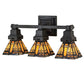 Meyda Lighting Sierra Prairie Mission 20" 3-Light Mahogany Bronze Vanity Light With Multi-Colored Shade Glass