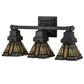 Meyda Lighting Sierra Prairie Mission 20" 3-Light Mahogany Bronze Vanity Light With Multi-Colored Shade Glass