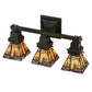 Meyda Lighting Sierra Prairie Mission 20" 3-Light Mahogany Bronze Vanity Light With Multi-Colored Shade Glass