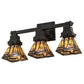 Meyda Lighting Sierra Prairie Mission 20" 3-Light Mahogany Bronze Vanity Light With Multi-Colored Shade Glass