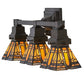 Meyda Lighting Sierra Prairie Mission 20" 3-Light Mahogany Bronze Vanity Light With Multi-Colored Shade Glass