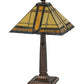 Meyda Lighting Sierra Prairie Mission 21" Mahogany Bronze Table Lamp With Multi-Colored Shade Glass