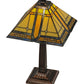 Meyda Lighting Sierra Prairie Mission 21" Mahogany Bronze Table Lamp With Multi-Colored Shade Glass
