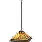 Meyda Lighting Sierra Prairie Mission 25" 2-Light Mahogany Bronze Pendant Light With Multi-Colored Shade Glass