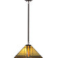 Meyda Lighting Sierra Prairie Mission 25" 2-Light Mahogany Bronze Pendant Light With Multi-Colored Shade Glass