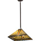 Meyda Lighting Sierra Prairie Mission 25" 2-Light Mahogany Bronze Pendant Light With Multi-Colored Shade Glass
