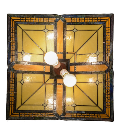 Meyda Lighting Sierra Prairie Mission 25" 2-Light Mahogany Bronze Pendant Light With Multi-Colored Shade Glass
