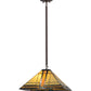Meyda Lighting Sierra Prairie Mission 25" 2-Light Mahogany Bronze Pendant Light With Multi-Colored Shade Glass