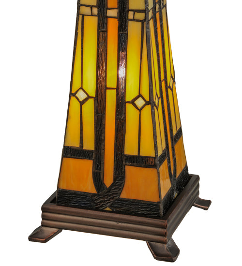 Meyda Lighting Sierra Prairie Mission 25" 2-Light Table Lamp With Multi-Colored Shade Glass and Lighted Base