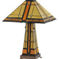 Meyda Lighting Sierra Prairie Mission 25" 2-Light Table Lamp With Multi-Colored Shade Glass and Lighted Base