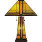 Meyda Lighting Sierra Prairie Mission 25" 2-Light Table Lamp With Multi-Colored Shade Glass and Lighted Base