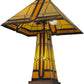 Meyda Lighting Sierra Prairie Mission 25" 2-Light Table Lamp With Multi-Colored Shade Glass and Lighted Base