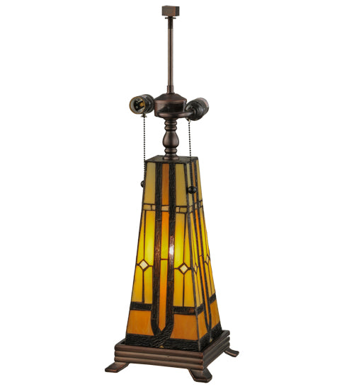 Meyda Lighting Sierra Prairie Mission 25" 2-Light Table Lamp With Multi-Colored Shade Glass and Lighted Base