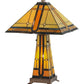 Meyda Lighting Sierra Prairie Mission 25" 2-Light Table Lamp With Multi-Colored Shade Glass and Lighted Base