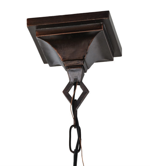 Meyda Lighting Sierra Prairie Mission 26" 4-Light Mahogany Bronze Chandelier With Multi-Colored Shade Glass