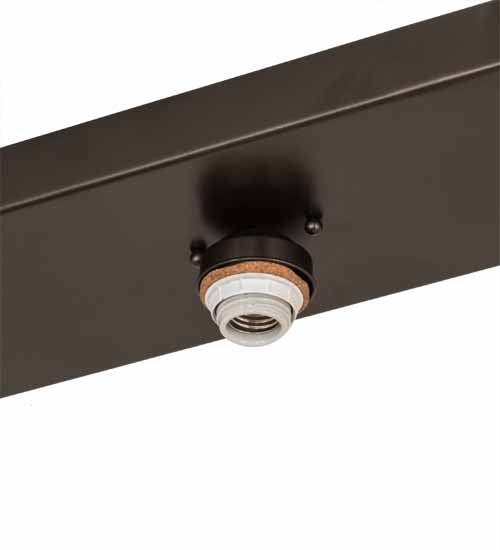 Meyda Lighting Sierra Prairie Mission 46" 3-Light Exterior Oil Rubbed Bronze Island Flush Mount Light With Beige & Blue Stained Shade Glass