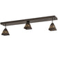 Meyda Lighting Sierra Prairie Mission 46" 3-Light Exterior Oil Rubbed Bronze Island Flush Mount Light With Beige & Blue Stained Shade Glass