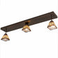 Meyda Lighting Sierra Prairie Mission 46" 3-Light Exterior Oil Rubbed Bronze Island Flush Mount Light With Beige & Blue Stained Shade Glass