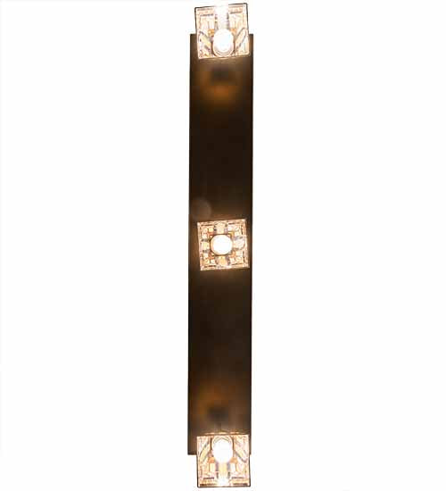 Meyda Lighting Sierra Prairie Mission 46" 3-Light Exterior Oil Rubbed Bronze Island Flush Mount Light With Beige & Blue Stained Shade Glass