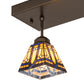 Meyda Lighting Sierra Prairie Mission 46" 3-Light Exterior Oil Rubbed Bronze Island Flush Mount Light With Beige & Blue Stained Shade Glass